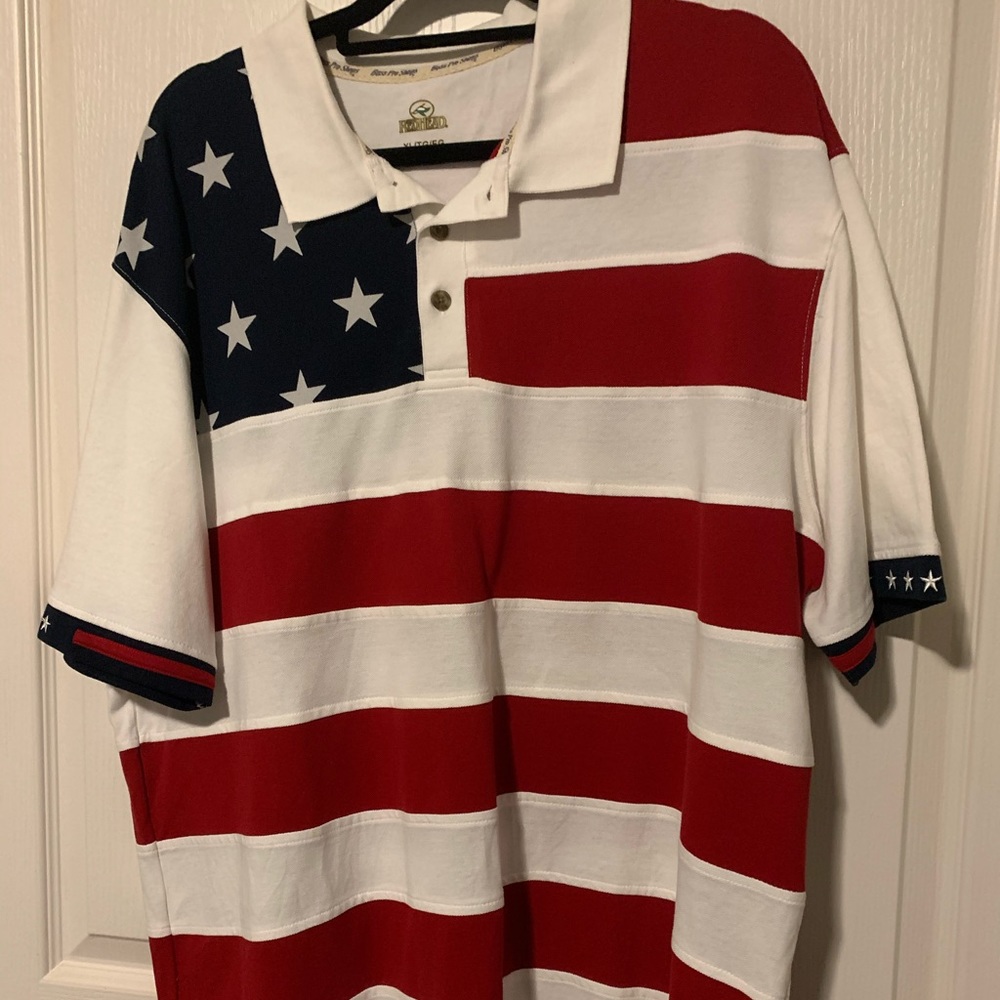 American Flag FishHead Polo - Classic RedHead